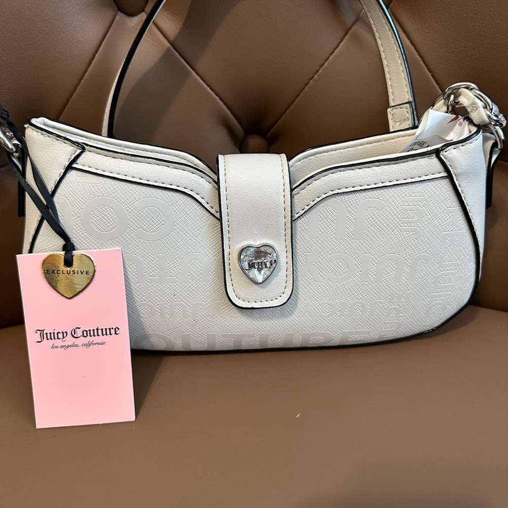 Juicy Couture White Shoulder Bag with Heart Detail